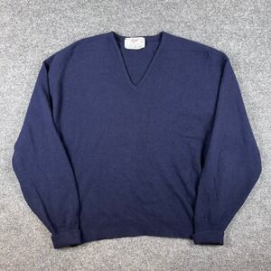 VTG Byford Sweater Mens 44 L Dark Blue 100% Wool V Neck Made in England 80s